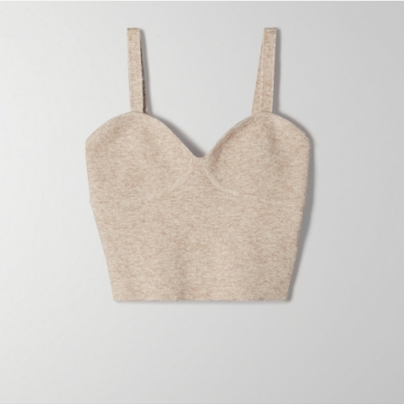 NWT WILFRED Sicily Set Cardigan XS Bustier Tank Top M Heather Tannin Aritzia - Picture 10 of 15